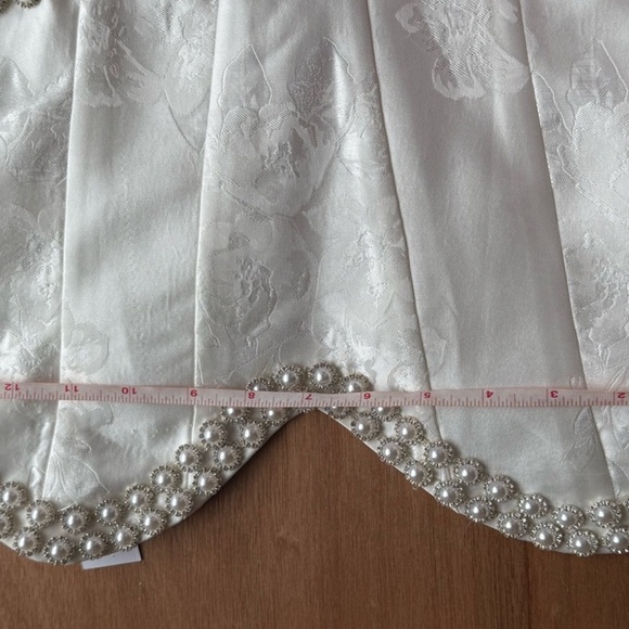 V. Chapman Lucia White Strapless Pearl Bustier A-Line Dress with Slit - Picture 7 of 13